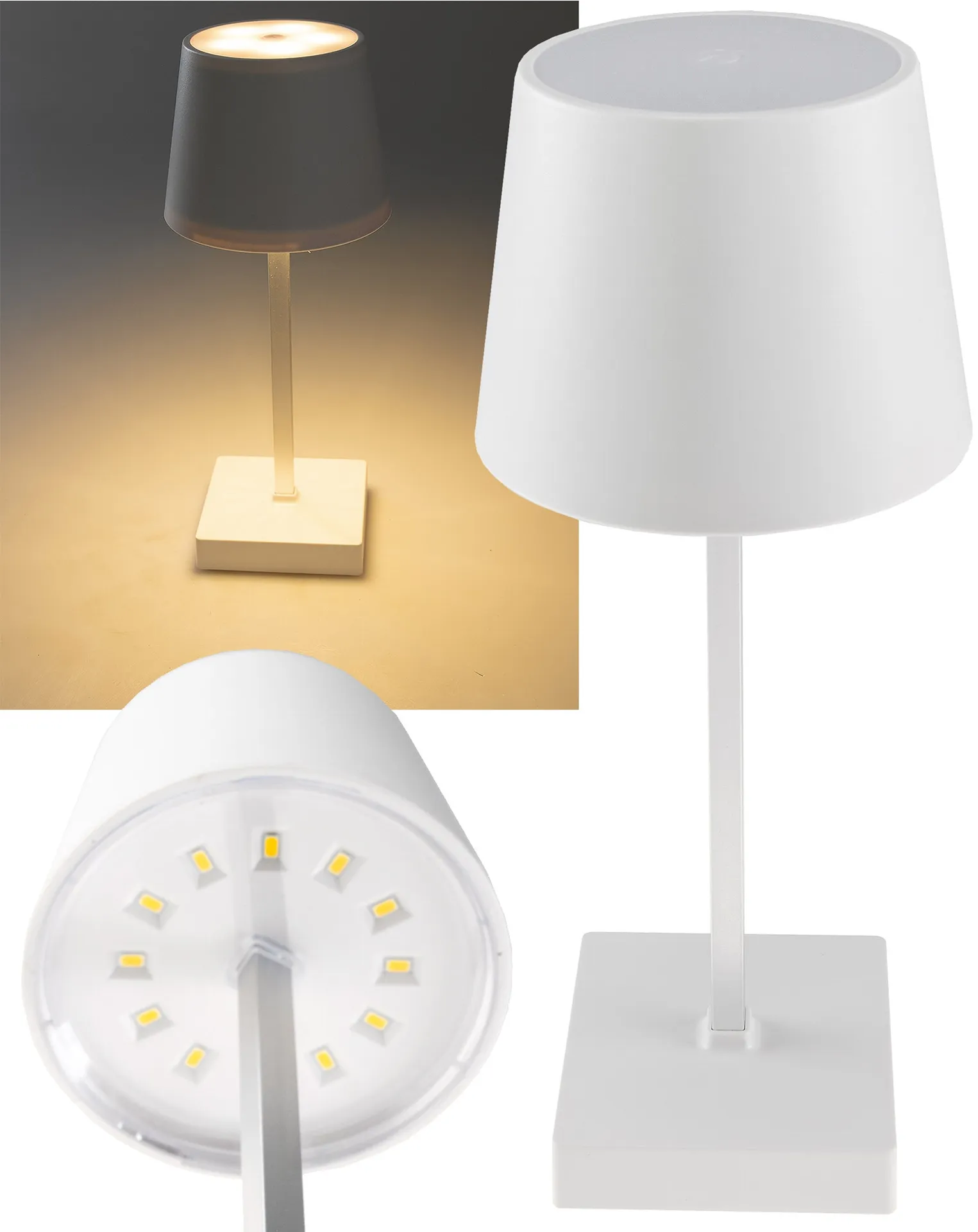 LED Akku Tischleuchte 26cm, dimmbar USB-C, 160Lumen, 1200mAh, 3000k, Weiß LED Akku Tischleuchte 26cm, dimmbar USB-C, 160Lumen, 1200mAh, 3000k, Weiß