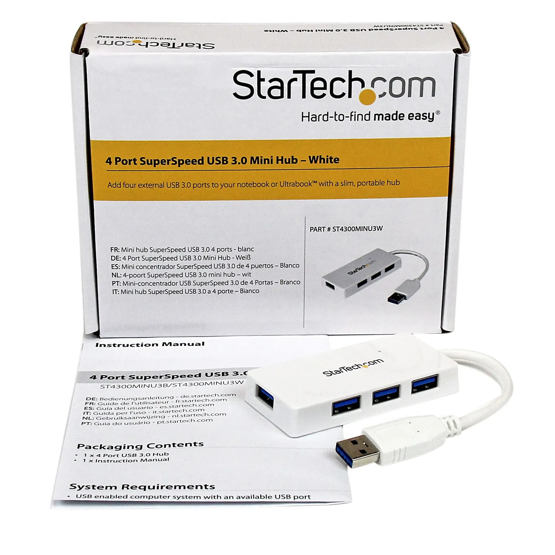 StarTech.com 4 Port USB 3.0 SuperSpeed Mini Hub - 5Gbps - Weiß – Bild 6