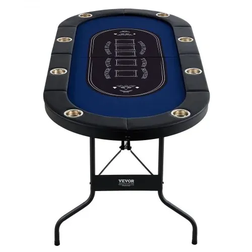 VEVOR Casino Pokertisch Klappbare Tischbeine 1830 x 820 x 720 mm (L x B x H), Faltbarer Pokertisch, Schwarz & Blau Pokerauflage Klapptisch für 8 Spieler, Pokertisch mit Staubschutzhülle Tragbar – Bild 9