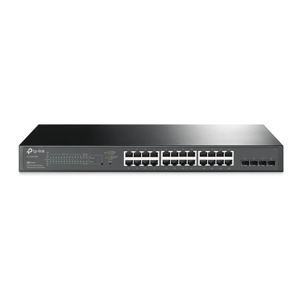 TP-Link Switch full managed Layer2+ 28 Port • 24x 1 GbE • 4x SFP • PoE Budget 192 Watt • 24x PoE at • 2x SFP • 19” • Omada • SG2428P TP-Link Switch full managed Layer2+ 28 Port • 24x 1 GbE • 4x SFP • PoE Budget 192 Watt • 24x PoE at • 2x SFP • 19” • Omada • SG2428P