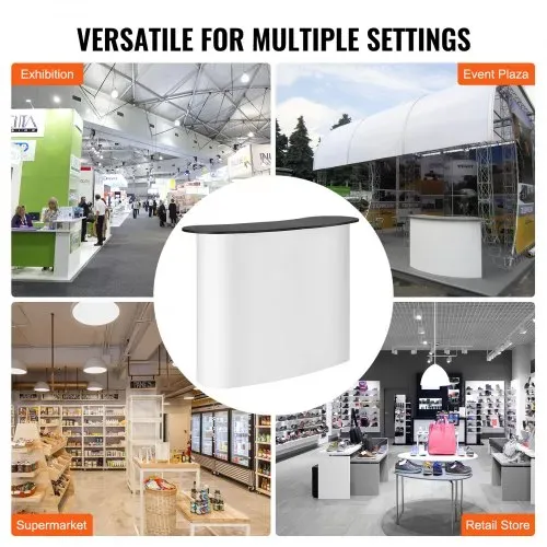 VEVOR Tragbare Messetheke Messetresen, 130 × 46,5 × 95 cm Messestand Ausstellungs-Thekenständer, Faltbarer Promotion-Einzelhandels-Bartisch, Pop-Up-Podium mit Aufbewahrungsregal, Tragetasche – Bild 4