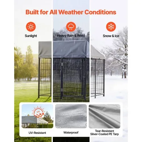 VEVOR Hundezwinger, 1,12x1,15x1,25 m, Hundehütte mit Sicherheitsschloss, Outdoor Hundehaus mit UV-Beständiger & Wasserdichter Dachabdeckung, Robuste Hundegehege/Auslauf für Große Hunde – Bild 2