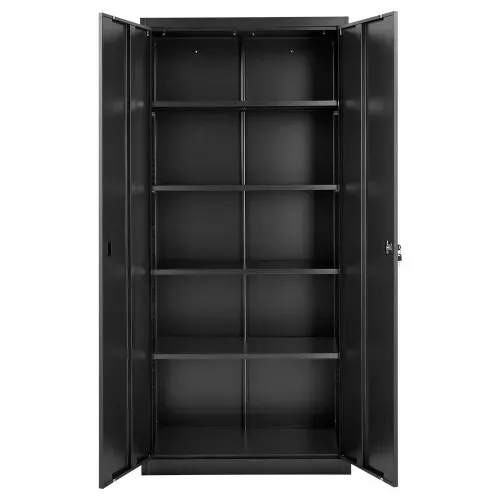 VEVOR Aktenschrank 80x40x175 cm, Abschließbarer Stahl-Mehrzweckschrank mit 4 verstellbaren Einlegeböden, 2 Magnettüren, 2 Schlüsseln & 5 Ebenen, für Lager, Keller, Waschküche, Büro, Schwarz – Bild 10