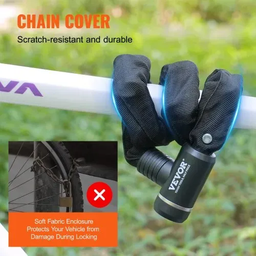VEVOR 88 cm langes Kombinations-Fahrradkettenschloss Fahrradkettenschloss mit 2 Schlüsseln, robuste & diebstahlsichere Hochsicherheits-Fahrradschlösser, perfekt für Fahrrad Motorrad Roller Fahrrad Tür Zaun – Bild 3