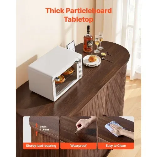 VEVOR Sideboard Küchenschrank mit 2 Schiebetüren, Buffetschrank im mittelalterlichen Stil für Wohnzimmer Eingangsbereich, Aufbewahrungsschrank 100 x 40 x 75 cm Walnuss Küchenbuffet Buffetschrank – Bild 4