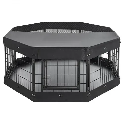 VEVOR Welpenauslauf Metall Welpenlaufstall 61 cm 8-tlg. Deckel & Bodenmatte, Spielplatz für Kleine Hunde Katzen & Andere Kleintiere Faltbar Durch die Verschiedenen Formen Vielfältig Einsetzbar – Bild 9