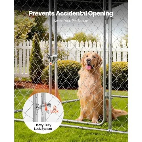 VEVOR Hundezwinger, 2x2x1,6 m, Hundehütte mit Sicherheitsschloss, Outdoor Hundehaus mit UV-Beständiger & Wasserdichter Dachabdeckung, Robuste Hundegehege/Auslauf für Große Hunde – Bild 4