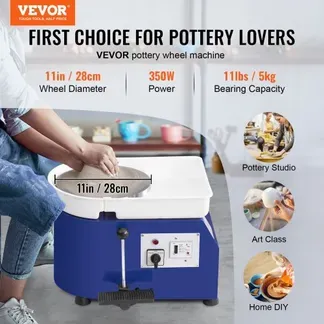 VEVOR Töpferscheibe, 350 W, Tonmaschine 280 mm Drehteller, Drehzahlregelung 60–300 U/min, Hand- & Fußsteuerung, Abnehmbares ABS-Becken, Keramik Clay Maschine für Erwachsene & Anfänger, Blau VEVOR Töpferscheibe, 350 W, Tonmaschine 280 mm Drehteller, Drehzahlregelung 60–300 U/min, Hand- & Fußsteuerung, Abnehmbares ABS-Becken, Keramik Clay Maschine für Erwachsene & Anfänger, Blau