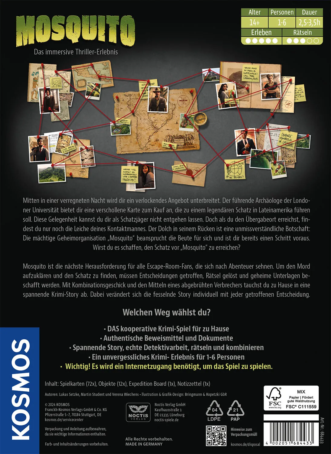 Kosmos Masters of Crime: Mosquito 210 min Brettspiel Reisen/Abenteuer – Bild 2