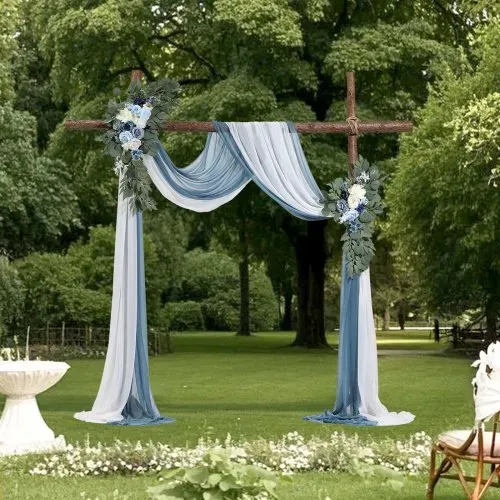 VEVOR Künstliches Blumenset für Hochzeit Bogen, blaue Blumen für Traubogen mit Vorhängen (4er-Set) – 2 Blumenarrangements, 2 transparente Vorhänge, für Zeremoniensträuße, Empfangshintergrunddekoration – Bild 7