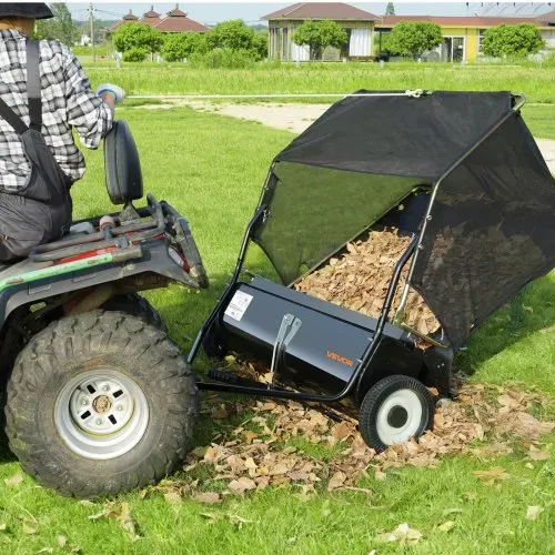 VEVOR Rasenkehrmaschine mit 111,8 cm Kehrbreite, Rasenkehrer für Aufsitzmäher, 0,7 m³ großer Laub- & Grassammler, Laubkehrmaschine mit einstellbarer Kehrhöhe für Hof, Rasen, Bauernhof – Bild 7