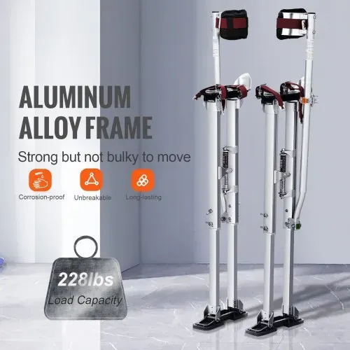 VEVOR Aluminiumstelzen Deckenbau 91,4-126,7cm Höhenverstellbar Arbeitsstelzen Trockenbau 103kg Belastbarkeit Malerstelzen 27-29cm Fußgröße Für Malerarbeit Heimdekoration Baumschnitt Elektroarbeit – Bild 3