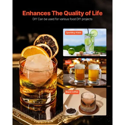 VEVOR Eispresse Eiskugelformer Set 65 mm Eiskugel Eisblockform aus Luftfahrt-Aluminium mit Zange & Abtropfschale, Diamond Eisballmaker für Whisky Cocktail Bourbon Scotch auf Partys & im Urlaub – Bild 5
