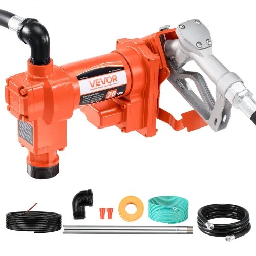 VEVOR Kraftstoff Umfüllpumpe, 12 V DC, 75,7 L/min, 1/4 PS, Diesel-Transferpumpe mit manueller Düse, Auslass- und Saugschlauch, für Benzin, Kerosin, Ethanolmischungen, Methanol, Biodiesel VEVOR Kraftstoff Umfüllpumpe, 12 V DC, 75,7 L/min, 1/4 PS, Diesel-Transferpumpe mit manueller Düse, Auslass- und Saugschlauch, für Benzin, Kerosin, Ethanolmischungen, Methanol, Biodiesel