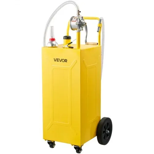 VEVOR 113,6L Kraftstofftrolley Mobile Tankanlage mit Manueller Pumpe Gelb, Tragbarer Kraftstoffkanister für Auto Rasenmäher Boot, Mit 4 Rollen & Ölstandsanzeige, Für Benzin & Diesel, Kohlenstoffstahl – Bild 8