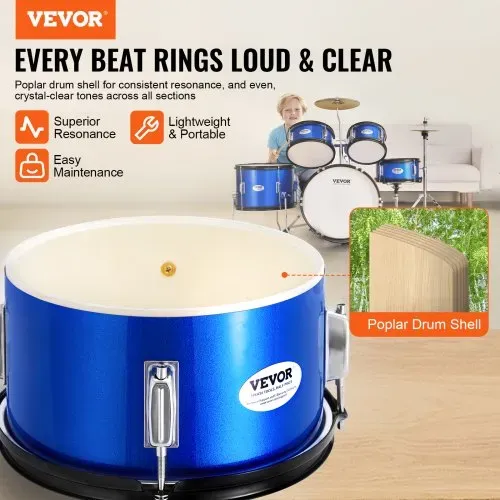 VEVOR Schlagzeugset für Kinder, 5-teilig, Anfänger-Schlagzeugset mit Bass-Toms, Snare, Standtrommel, verstellbarem Thron-Becken, Hi-Hat-Pedal und zwei Paar Drumsticks, Schlagzeugset für Kinder, blau VEVOR Schlagzeugset für Kinder, 5-teilig, Anfänger-Schlagzeugset mit Bass-Toms, Snare, Standtrommel, verstellbarem Thron-Becken, Hi-Hat-Pedal und zwei Paar Drumsticks, Schlagzeugset für Kinder, blau
