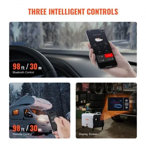 VEVOR 5-8KW Dieselheizung 12 V / 24 V All in One Diesel-Luftheizung mit Bluetooth-App-Steuerung & Fernbedienung & Anzeigebildschirm & CO-Alarm, schnell aufheizende tragbare Dieselheizung für Fahrzeuge – Bild 5