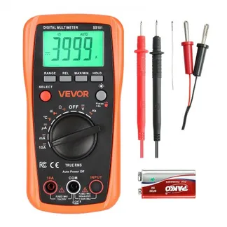 VEVOR Digitalmultimeter, 4000-Count TRMS DC/AC Voltmeter Stromtester, Auto-Ranging-Multimeter für Strom, Spannung, Widerstand, Kapazität, Temperatur, Dioden, Durchgang, Tastverhältnis VEVOR Digitalmultimeter, 4000-Count TRMS DC/AC Voltmeter Stromtester, Auto-Ranging-Multimeter für Strom, Spannung, Widerstand, Kapazität, Temperatur, Dioden, Durchgang, Tastverhältnis