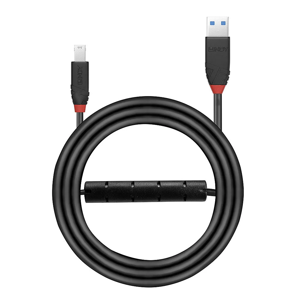 Lindy 43227 USB Kabel USB 3.2 Gen 1 (3.1 Gen 1) 10 m USB A USB B Schwarz – Bild 2