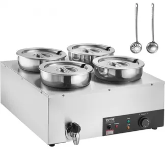 VEVOR elektrischer Suppenwärmer Speisenwärmer 4 x 7,4 Qt, kommerzieller Speisenwärmer 1500 W, einstellbare Temperatur von 30–85 °C, mit Trockenbrandschutz und Reset-Taste, für Restaurant, Buffet VEVOR elektrischer Suppenwärmer Speisenwärmer 4 x 7,4 Qt, kommerzieller Speisenwärmer 1500 W, einstellbare Temperatur von 30–85 °C, mit Trockenbrandschutz und Reset-Taste, für Restaurant, Buffet