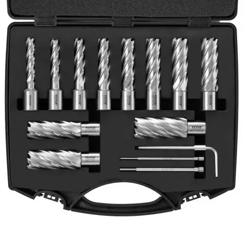 VEVOR Kronenbohrer-Set Metall 13 tlg. 7/16, 1/2, 9/16, 11/16, 5/8, 3/4, 13/16, 7/8, 15/16, 1, 1-1/16 Zoll, Kernbohrer-Satz 50,8 mm Schnitttiefe Ringschneider-Set, Zubehör für Magnetbohrmaschinen VEVOR Kronenbohrer-Set Metall 13 tlg. 7/16, 1/2, 9/16, 11/16, 5/8, 3/4, 13/16, 7/8, 15/16, 1, 1-1/16 Zoll, Kernbohrer-Satz 50,8 mm Schnitttiefe Ringschneider-Set, Zubehör für Magnetbohrmaschinen