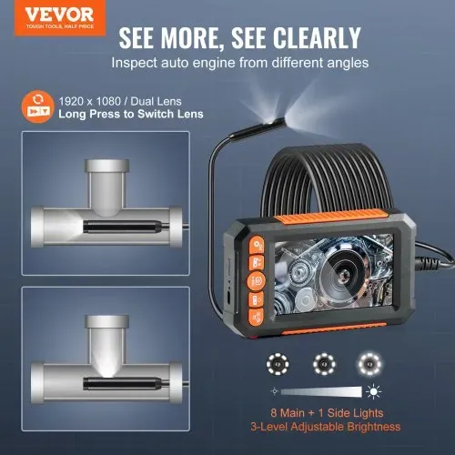 VEVOR Kanalkamera Endoskopkamera Inspektionskamera 1080P Rohrkamera 5m Kabel 4,3″ Display VEVOR Kanalkamera Endoskopkamera Inspektionskamera 1080P Rohrkamera 5m Kabel 4,3″ Display