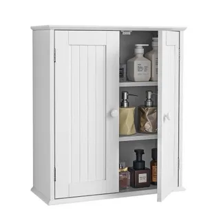 VEVOR Badezimmer Wandschrank Medizinschrank (3 Ebenen) mit 2 Türen & verstellbaren Regalen, Aufbewahrungsschrank über der Toilette zur Wandmontage, Hängeschrank für Küche Toilette weiß VEVOR Badezimmer Wandschrank Medizinschrank (3 Ebenen) mit 2 Türen & verstellbaren Regalen, Aufbewahrungsschrank über der Toilette zur Wandmontage, Hängeschrank für Küche Toilette weiß