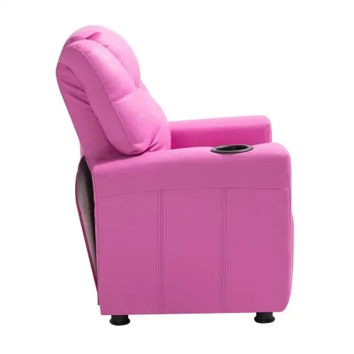 VEVOR Liegestuhl Kindersessel mit Getränkehaltern, 101° bis 121° verstellbare Rückenlehne, Liegecouch aus PU-Leder mit Fußstütze, für Jungen Mädchen Kinder (Rosa) 41 kg belastbarer Relaxsessel – Bild 8