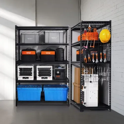 VEVOR Lagerregale, 1361kg, 5-stufiges Schwerlastregal für Garage, 609,6x1219,2x1828,8mm, verstellbare Steckregale für Industrieregale, Allzweckregal, Kellerregal für Küche, Lager, Keller, schwarz – Bild 7