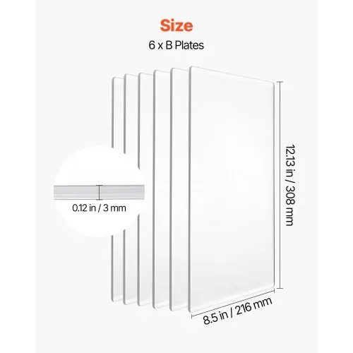 VEVOR Stanzplatten, 6er-Pack 308x216x3 mm, Cutting Pads, Polycarbonat-Schneideplatten, Kompatibel mit VEVOR Stanz- & Prägemaschine KM-1885, für Scrapbooking & Kartenherstellung, Transparent – Bild 2