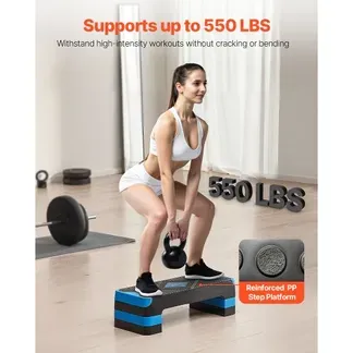 VEVOR Aerobic Steppbrett höhenverstellbares Trainingsbrett (10,16-20,32 cm) Stepper Fitness mit 250 kg Tragfähigkeit rutschfeste Oberflächenbank für Heim-Fitnessstudio Cardio-Krafttraining Blau VEVOR Aerobic Steppbrett höhenverstellbares Trainingsbrett (10,16-20,32 cm) Stepper Fitness mit 250 kg Tragfähigkeit rutschfeste Oberflächenbank für Heim-Fitnessstudio Cardio-Krafttraining Blau