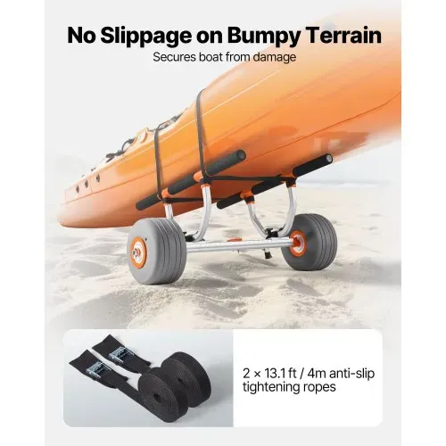 VEVOR Kajakwagen, 158 kg, Kanuwagen mit 30,5 cm aufblasbare PU-Reifen & Spanngurt, Bootswagen zum Transportieren von Kajaks, Kanus, Paddleboards, Jon-Booten, Wassersportgeräte, 810x990x570 mm – Bild 3