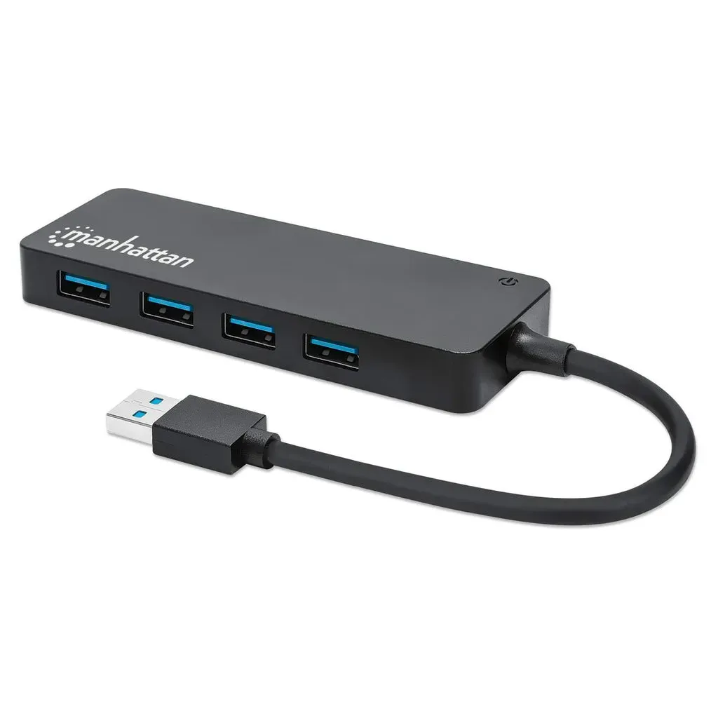 Manhattan 4-Port USB 3.2 Gen 1 Hub, USB-A-Stecker auf 4 x USB-A-Buchse, 5 Gbit/s Datenübertragungsraten, Stromversorgung über USB, schwarz Manhattan 4-Port USB 3.2 Gen 1 Hub, USB-A-Stecker auf 4 x USB-A-Buchse, 5 Gbit/s Datenübertragungsraten, Stromversorgung über USB, schwarz