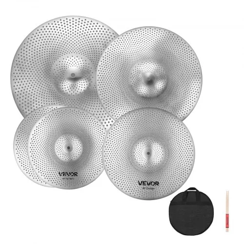 VEVOR Beckenset 4-teillig mit geringer Lautstärke inkl. HiHat Crash Ride Splash 350/400/455/505 mm (14/16/18/20 Inches) VEVOR Beckenset 4-teillig mit geringer Lautstärke inkl. HiHat Crash Ride Splash 350/400/455/505 mm (14/16/18/20 Inches)