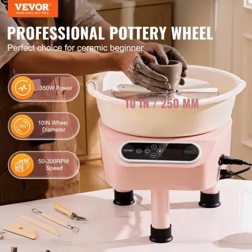 VEVOR Töpferscheibe, 25 cm Töpferformmaschine, 350 W elektrische Töpferscheibe mit Pedal & LCD-Touchscreen, Direktantrieb-Keramikscheibe mit 3 Stützbeinen für DIY-Kunsthandwerk, Rosa VEVOR Töpferscheibe, 25 cm Töpferformmaschine, 350 W elektrische Töpferscheibe mit Pedal & LCD-Touchscreen, Direktantrieb-Keramikscheibe mit 3 Stützbeinen für DIY-Kunsthandwerk, Rosa
