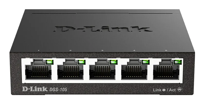 D-Link DGS-105 Unmanaged L2 Gigabit Ethernet (10/100/1000) Schwarz D-Link DGS-105 Unmanaged L2 Gigabit Ethernet (10/100/1000) Schwarz
