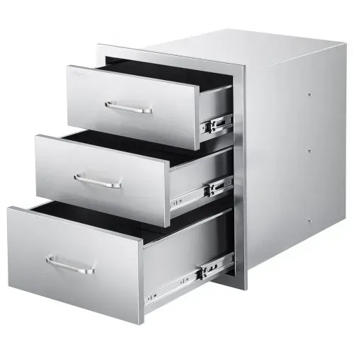 VEVOR Outdoor Küchenschubladen 46x59x59 cm (BxTxH), Dreifach-Grillschubladen aus Edelstahl mit Griffen, Grillschubladen für Außenküche oder Grillinsel-Terrassengrillstation Schubladenschrank – Bild 9