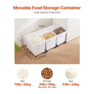 VEVOR Mehl und Reis Behälter Kapazität 25 kg, 3 Stück Aufbewahrungsbox Küche 35,5 x 50 x 45 cm, dreifach Vorratsdosen weiß Speicherung für Getreide und anderen Trockenwaren VEVOR Mehl und Reis Behälter Kapazität 25 kg, 3 Stück Aufbewahrungsbox Küche 35,5 x 50 x 45 cm, dreifach Vorratsdosen weiß Speicherung für Getreide und anderen Trockenwaren