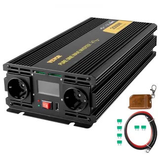 VEVOR 230V Spannungswandler Wechselrichter, 2500W Reiner Sinuswellen Wechselrichter, GYS-2500W 12V DC Pure Sine Wave Power, Reiner Sinus-Wechselrichter Fernbedienung mit Kabel LCD Bildschirm VEVOR 230V Spannungswandler Wechselrichter, 2500W Reiner Sinuswellen Wechselrichter, GYS-2500W 12V DC Pure Sine Wave Power, Reiner Sinus-Wechselrichter Fernbedienung mit Kabel LCD Bildschirm