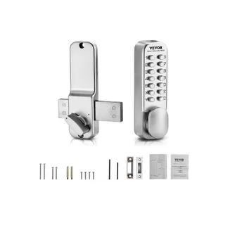 VEVOR mechanisches schlüsselloses Türschloss mit einseitiger Tastatur (14 Tasten), schlüsselloses Türschloss mit Drehknopf, Codeschloss für Haus Büro Außenzaun Hof Silber (35-65 mm dicke Tür) VEVOR mechanisches schlüsselloses Türschloss mit einseitiger Tastatur (14 Tasten), schlüsselloses Türschloss mit Drehknopf, Codeschloss für Haus Büro Außenzaun Hof Silber (35-65 mm dicke Tür)