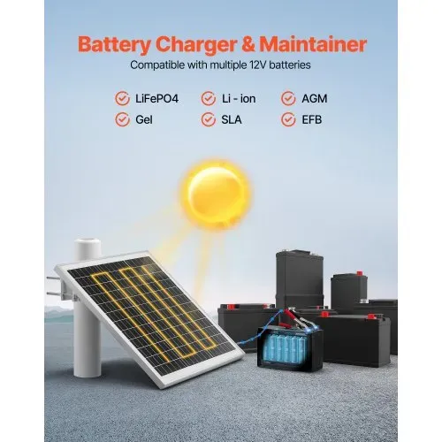 VEVOR Solarpanel-Batterieladegerät 20W 12V, Monokristallines Solarpanel Kit mit Schutz-Controller & 0-60° Verstellbarer Masthalterung, Solarladegerät für 40-80mm Masten, Solarmodule für Außengebrauch – Bild 3