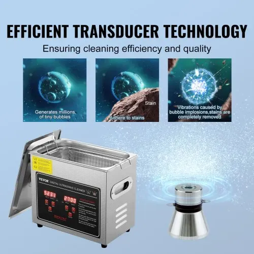 VEVOR Ultraschallreiniger Ultraschall Edelstahl-Reinigungsgerät 150 W, 3 L Ultraschallreinigungsgerät mit Digitaler Anzeige 0-30 Min, Reinigung Ultraschall für Schmuck, Brillen, Uhren usw. – Bild 2