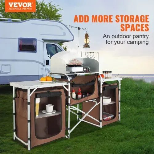 VEVOR Campingküche Campingschrank 174 x 176 x 46 cm, Tischküche mit Lampenmast & Haken Reiseküche, Faltbar Outdoor Küchenbox Aluminiumgestell Küchenschrank Campingkocher für Camping, Picknick usw. VEVOR Campingküche Campingschrank 174 x 176 x 46 cm, Tischküche mit Lampenmast & Haken Reiseküche, Faltbar Outdoor Küchenbox Aluminiumgestell Küchenschrank Campingkocher für Camping, Picknick usw.