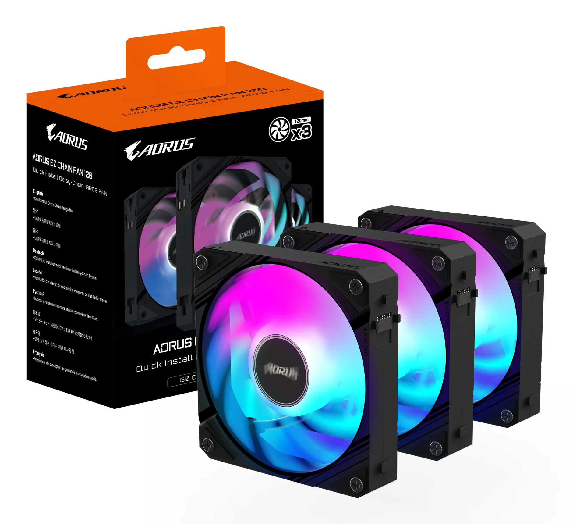 GIGABYTE AORUS EZ CHAIN FAN 120 (3-Pack) Hauptplatine Ventilator 12 cm Schwarz 3 Stück(e) – Bild 7