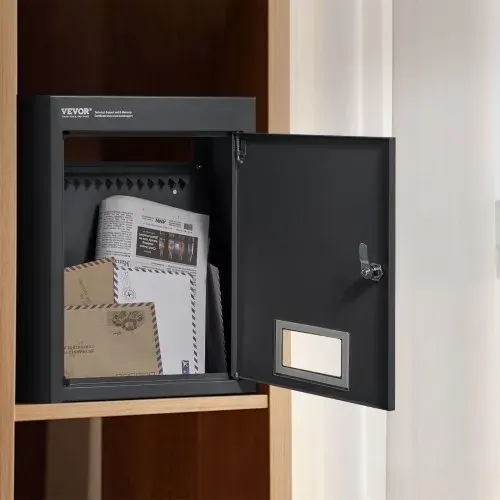 VEVOR Mauerdurchwurf Briefkasten, robuster Einbaubriefkasten aus Stahl für Wände mit einer Dicke von 70 bis 200 mm, Zahlenschloss, 320 x 158 x 430 mm Briefkasten, schwarz – Bild 7
