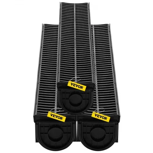 VEVOR Dachrinnen-Set, 3er-Pack, Entwässerungsrinne, HDPE-Kunststoff-Gitterrost-Grabenentwässerungssystem 15x13x100cm, mit 3 Endkappen, Steckverbindung, für Gartenablauf, Auffahrt, Pool, Gehweg – Bild 10