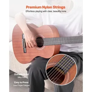 VEVOR Konzertgitarre, 900 mm, Klassikgitarren-Starterset für Anfänger, mit Nylonsaiten, Gigbag, Gurt, Stimmgerät, zusätzlichen Saiten, Plektren, Kapodaster, Sapeli & Palisander, Natur VEVOR Konzertgitarre, 900 mm, Klassikgitarren-Starterset für Anfänger, mit Nylonsaiten, Gigbag, Gurt, Stimmgerät, zusätzlichen Saiten, Plektren, Kapodaster, Sapeli & Palisander, Natur