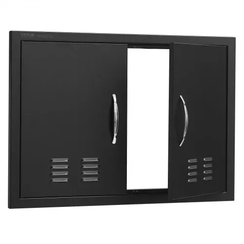VEVOR Grill-Zugangstür, 762 x 533 x 46 mm, Doppelte Außenküchentür, Flächenbündig Montierte Kaltplattentür, Vertikale Wandtür mit Griffen und Lüftungsschlitzen, für Grillinsel, Grillstation usw. – Bild 8