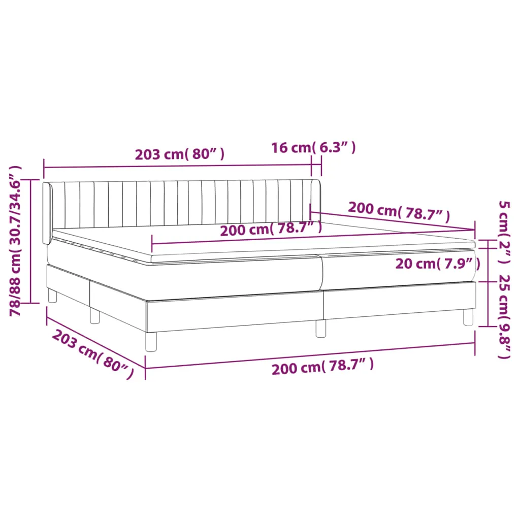 vidaXL Boxspringbett mit Matratze Rosa 200x200 cm Samt – Bild 7