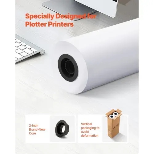 VEVOR Breitformatpapier Papierrollen 609,6 mm (B) / 91,4 m (L), 2 Rollen 20 lb Plotterpapierrollen ideal für CAD-Zeichnungen technische Pläne GIS-Karten Architekturentwürfe Plotterpapier VEVOR Breitformatpapier Papierrollen 609,6 mm (B) / 91,4 m (L), 2 Rollen 20 lb Plotterpapierrollen ideal für CAD-Zeichnungen technische Pläne GIS-Karten Architekturentwürfe Plotterpapier